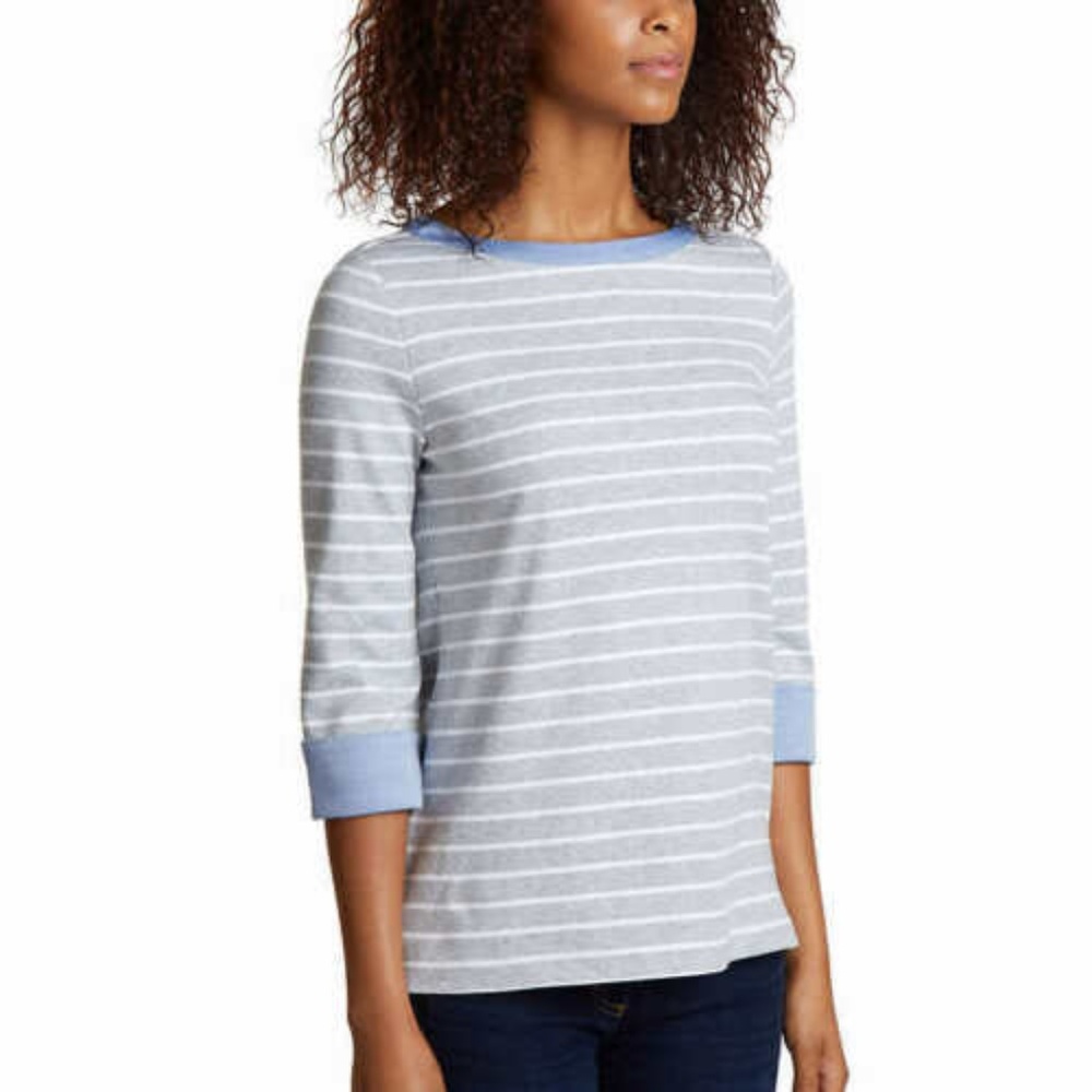 Nautica Women's 3/4 Cuffed Sleeve Chambray Casual